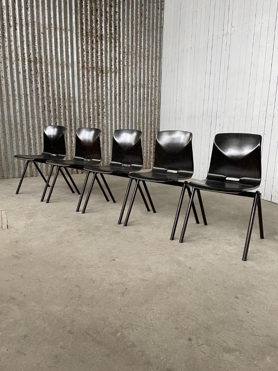 12x Galvanitas chairs S22 - Thur Op Seat - 1960s - Black