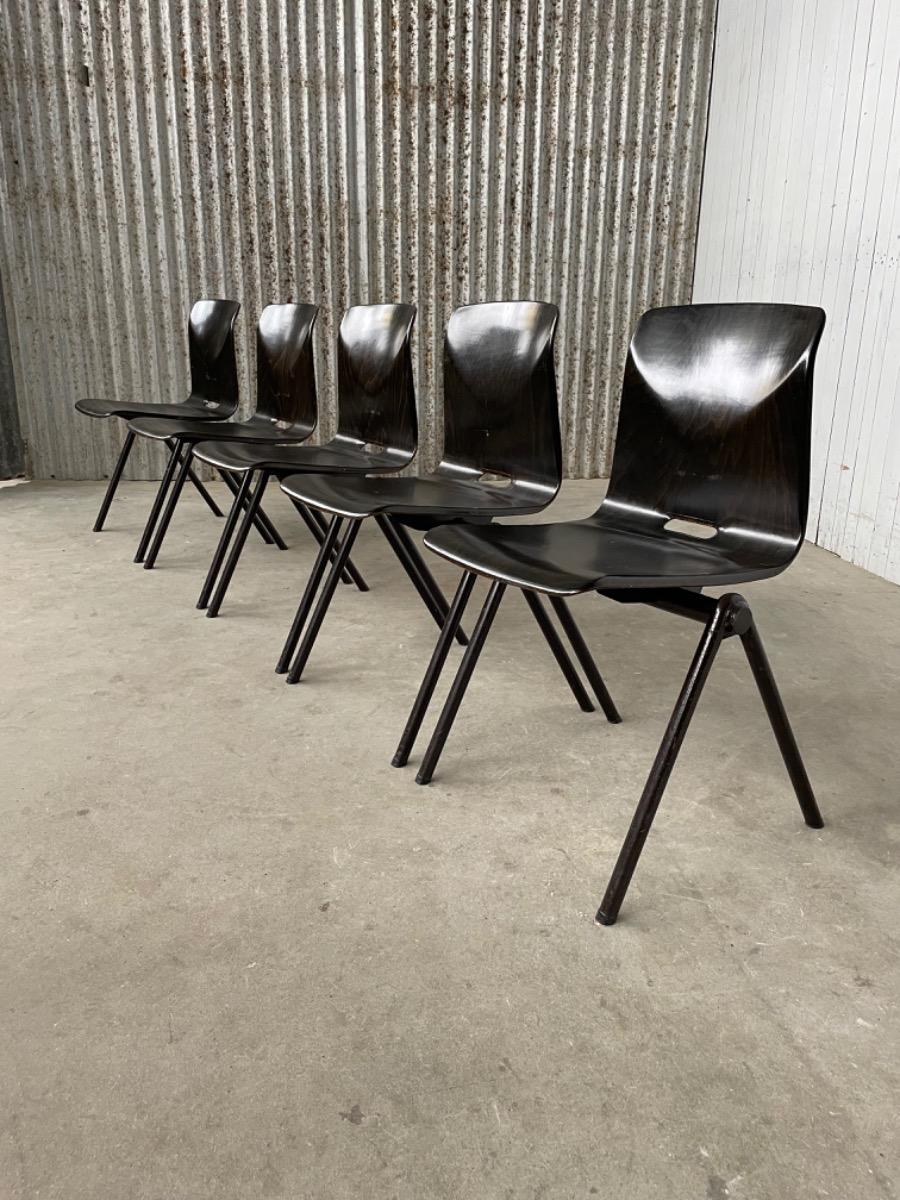 12x Galvanitas chairs S22 - Thur Op Seat - 1960s - Black