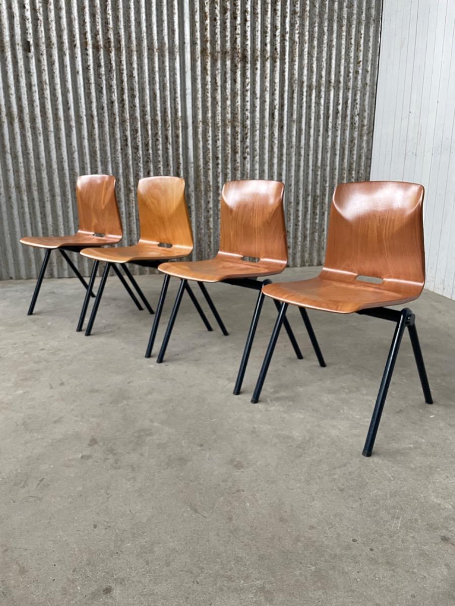 14x Galvanitas chairs S30- Thur Op Seat - 1960s - Cognac Brown 