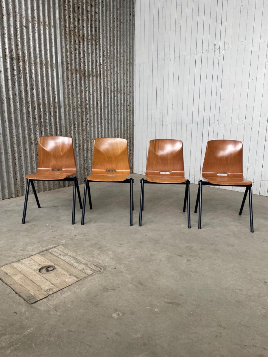 14x Galvanitas chairs S30- Thur Op Seat - 1960s - Cognac Brown 