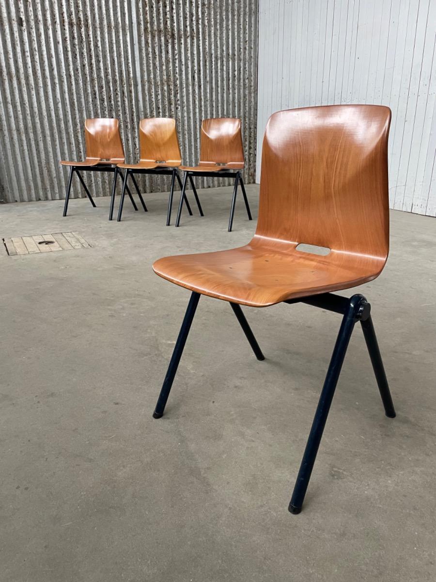 14x Galvanitas chairs S30- Thur Op Seat - 1960s - Cognac Brown 