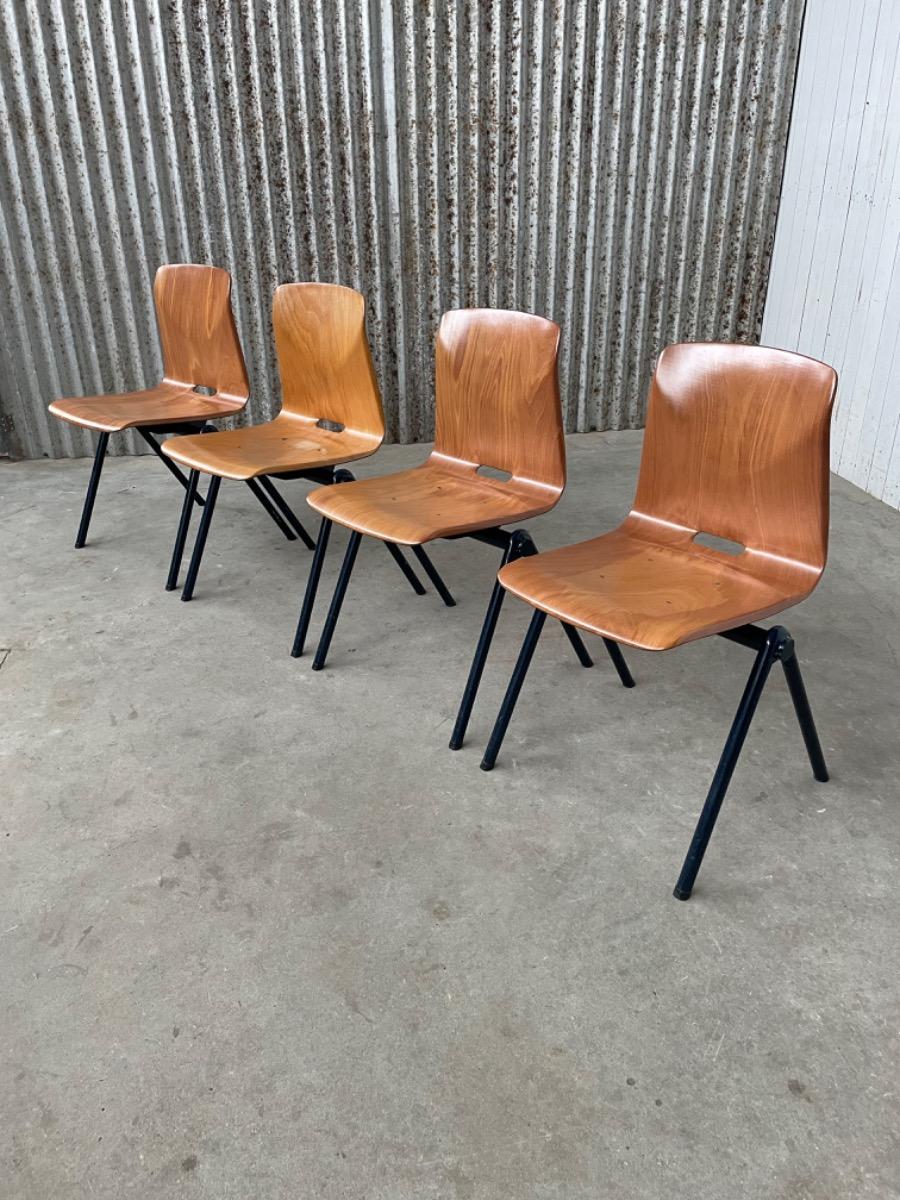 14x Galvanitas chairs S30- Thur Op Seat - 1960s - Cognac Brown 