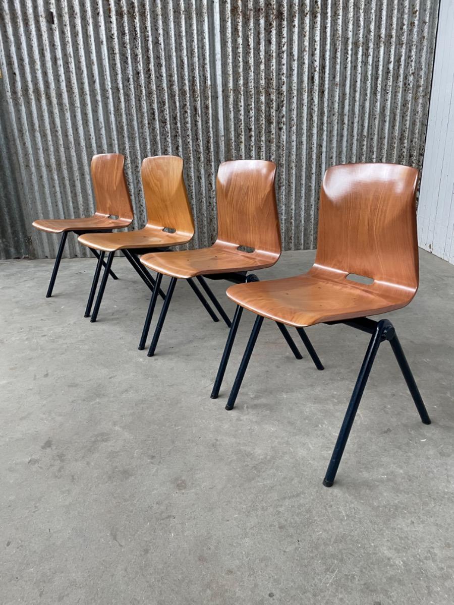 14x Galvanitas chairs S30- Thur Op Seat - 1960s - Cognac Brown 