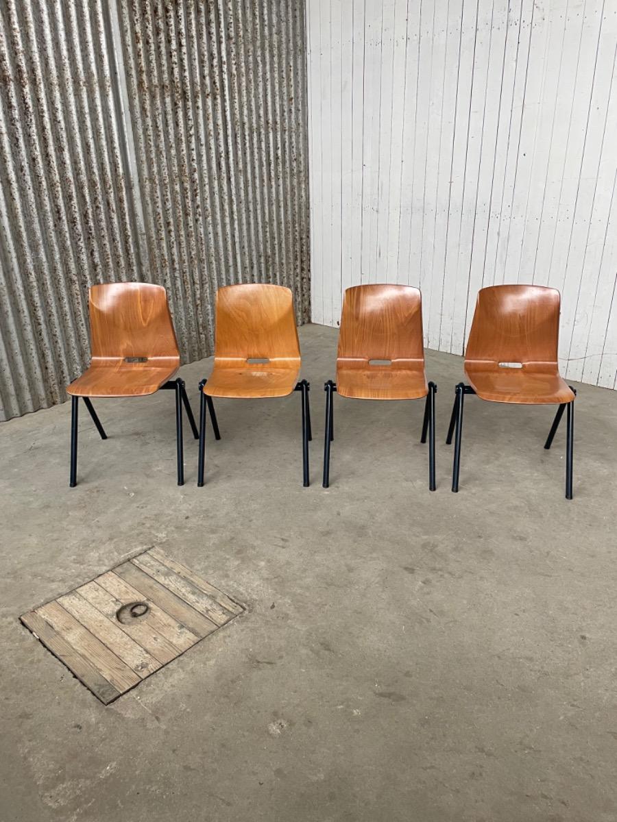 14x Galvanitas chairs S30- Thur Op Seat - 1960s - Cognac Brown 