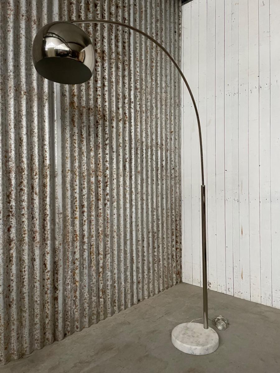 Vintage floor lamp - Marble and chrome - 1970s