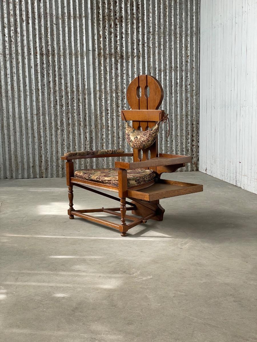 Vintage oak brutalist chair 1960