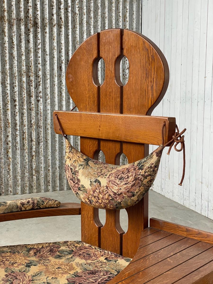 Vintage oak brutalist chair 1960