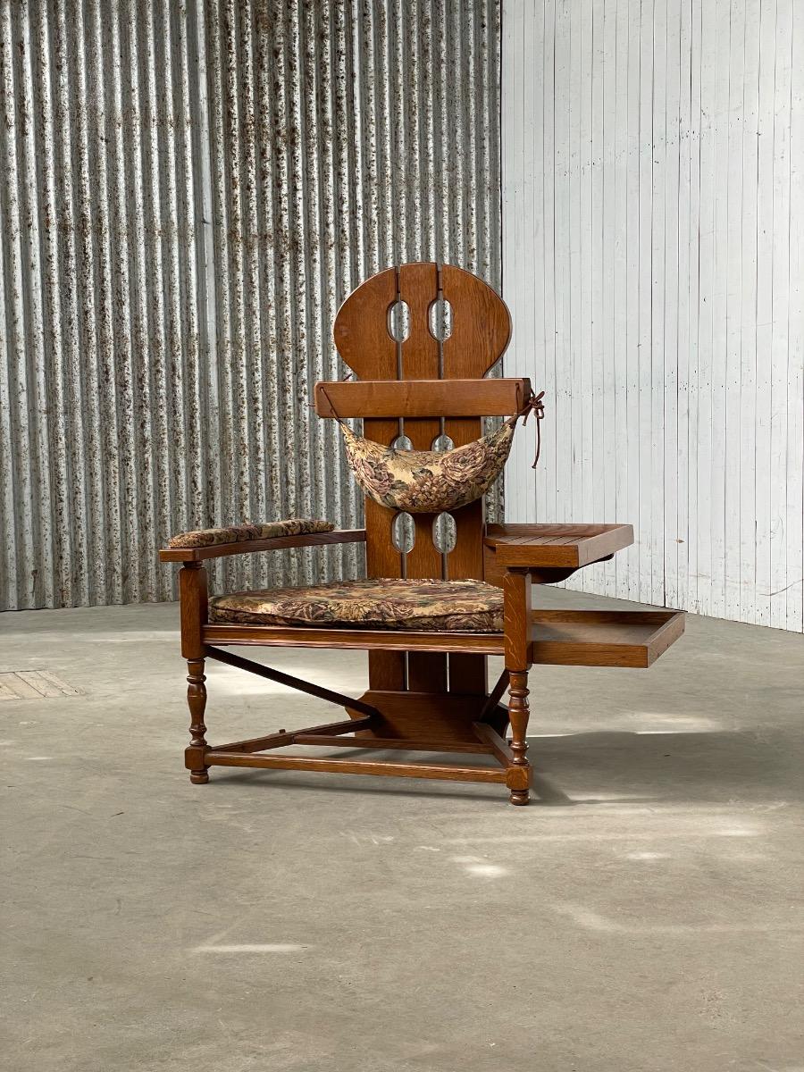 Vintage oak brutalist chair 1960