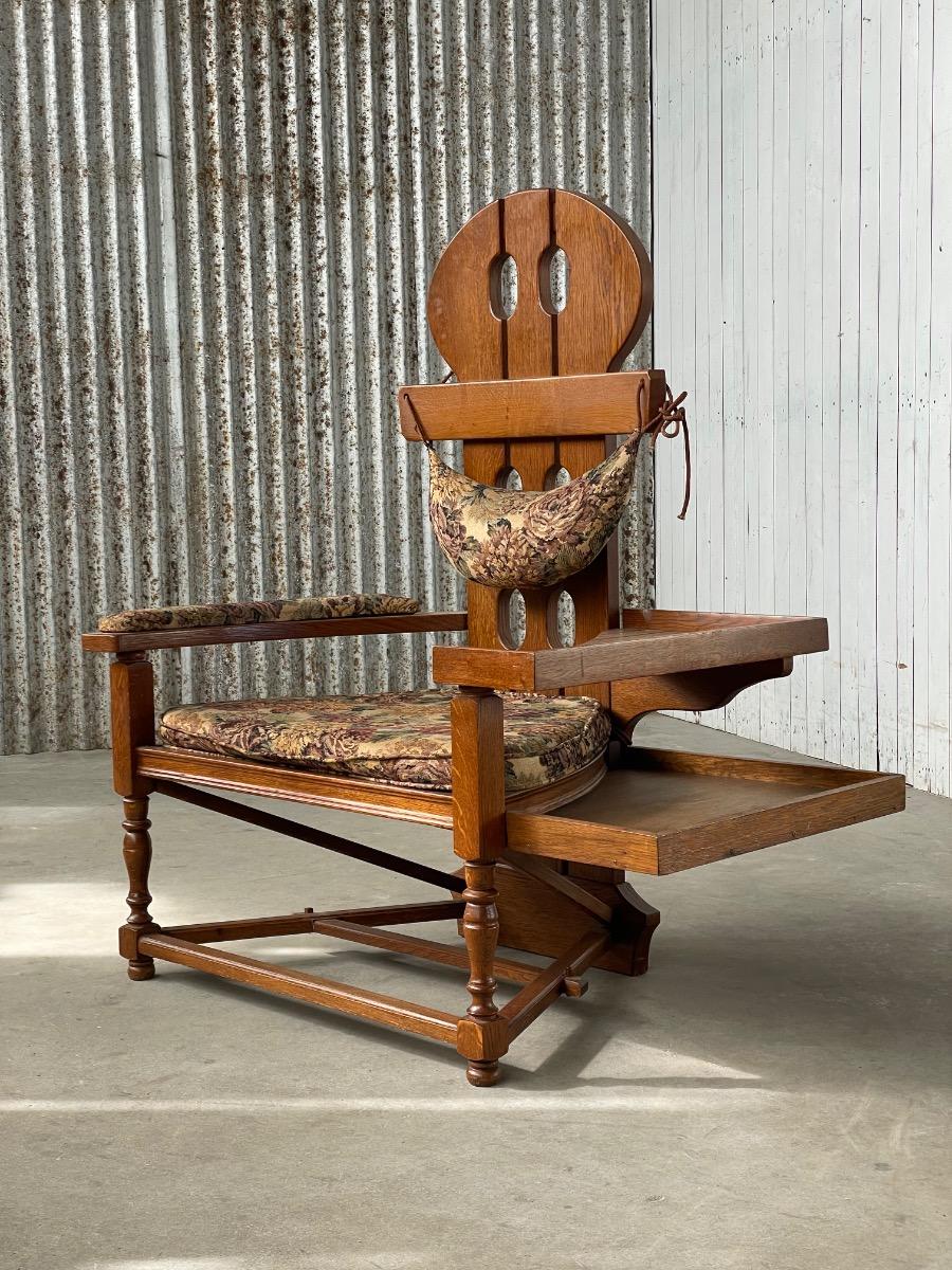 Vintage oak brutalist chair 1960