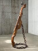 Vintage brutalist oak and iron floor lamp 1960s