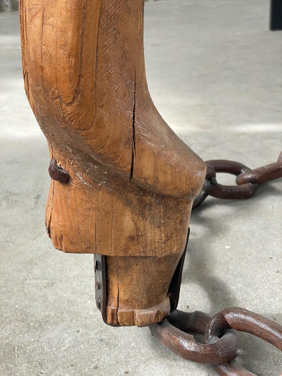 Vintage brutalist oak and iron floor lamp 1960s