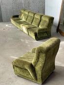 Vintage green velvet upholstery modular sofa 1970s 