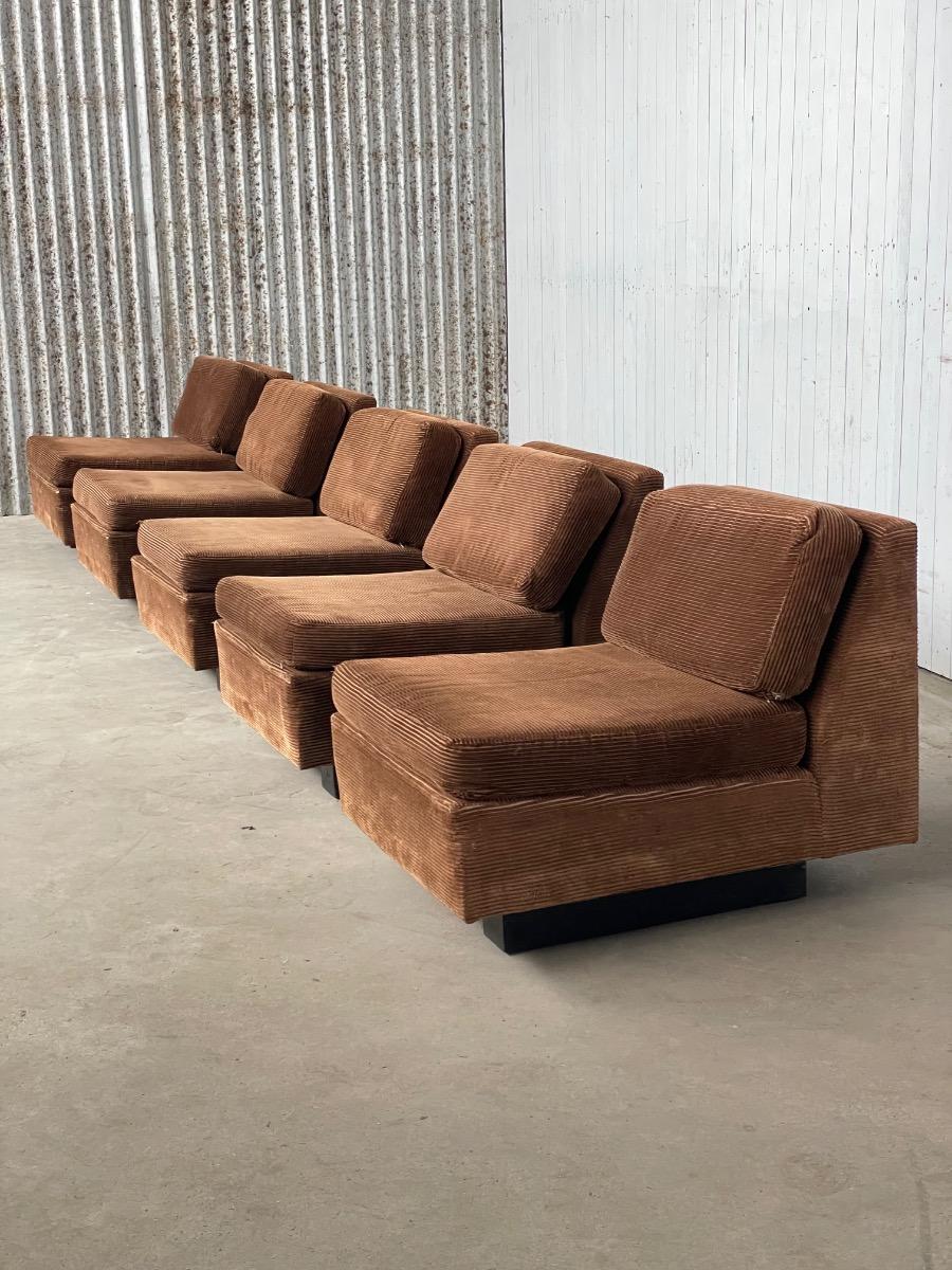 Vintage Space age velvet modular lounge chair 1970s