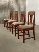 4x Art Deco dining chairs Amsterdamse school in oak