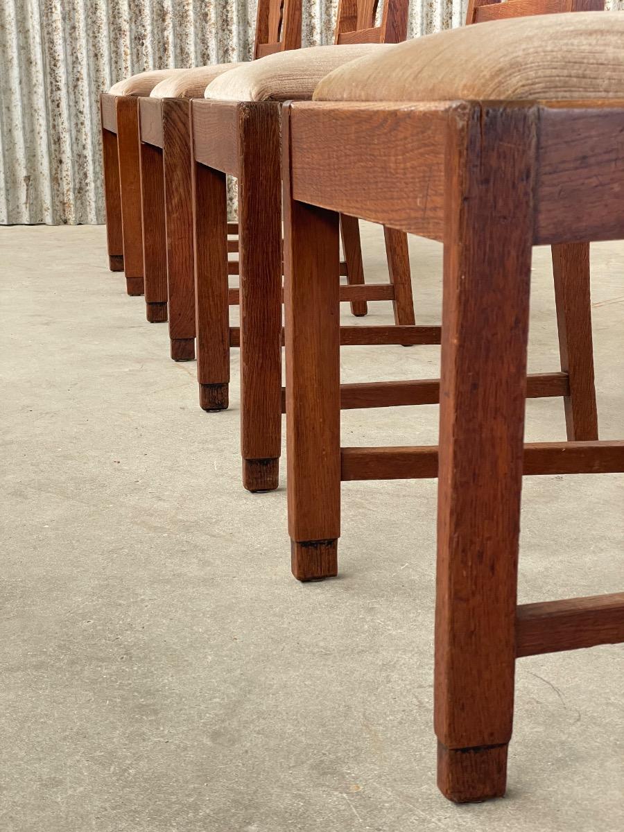 4x Art Deco dining chairs Amsterdamse school in oak