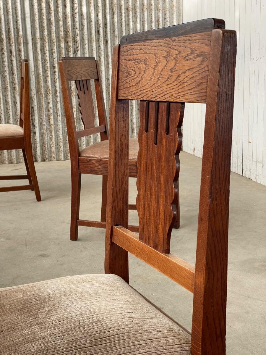4x Art Deco dining chairs Amsterdamse school in oak