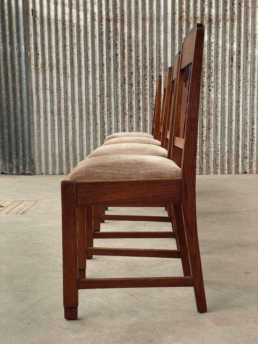 4x Art Deco dining chairs Amsterdamse school in oak