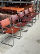 5x Matteo Grassi dining chairs in brown cognac leather 1970s
