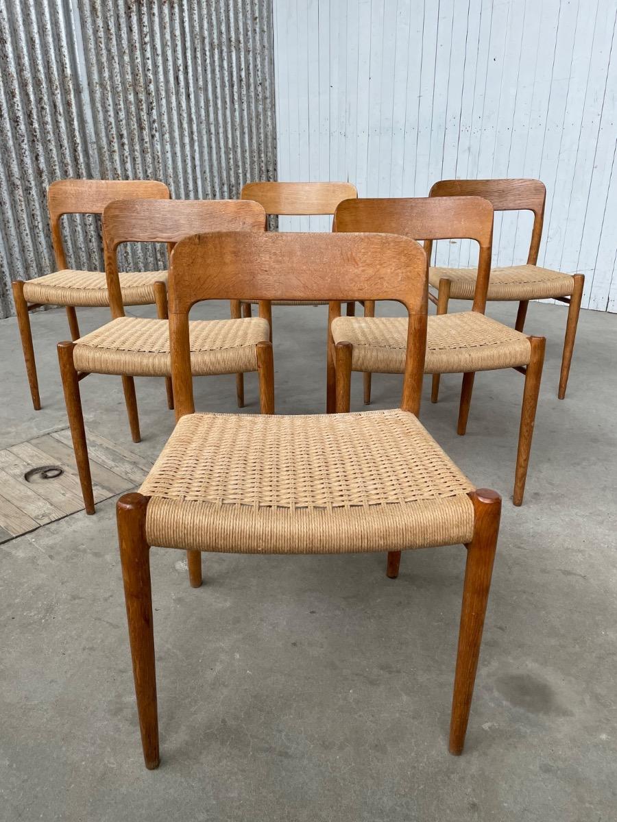 6 Dining Chairs Vintage by Niels Otto Moller, JL Moller Fabriek