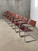 8x Matteo Grassi MG5 dining chairs Cognac leather, 1960s Italy
