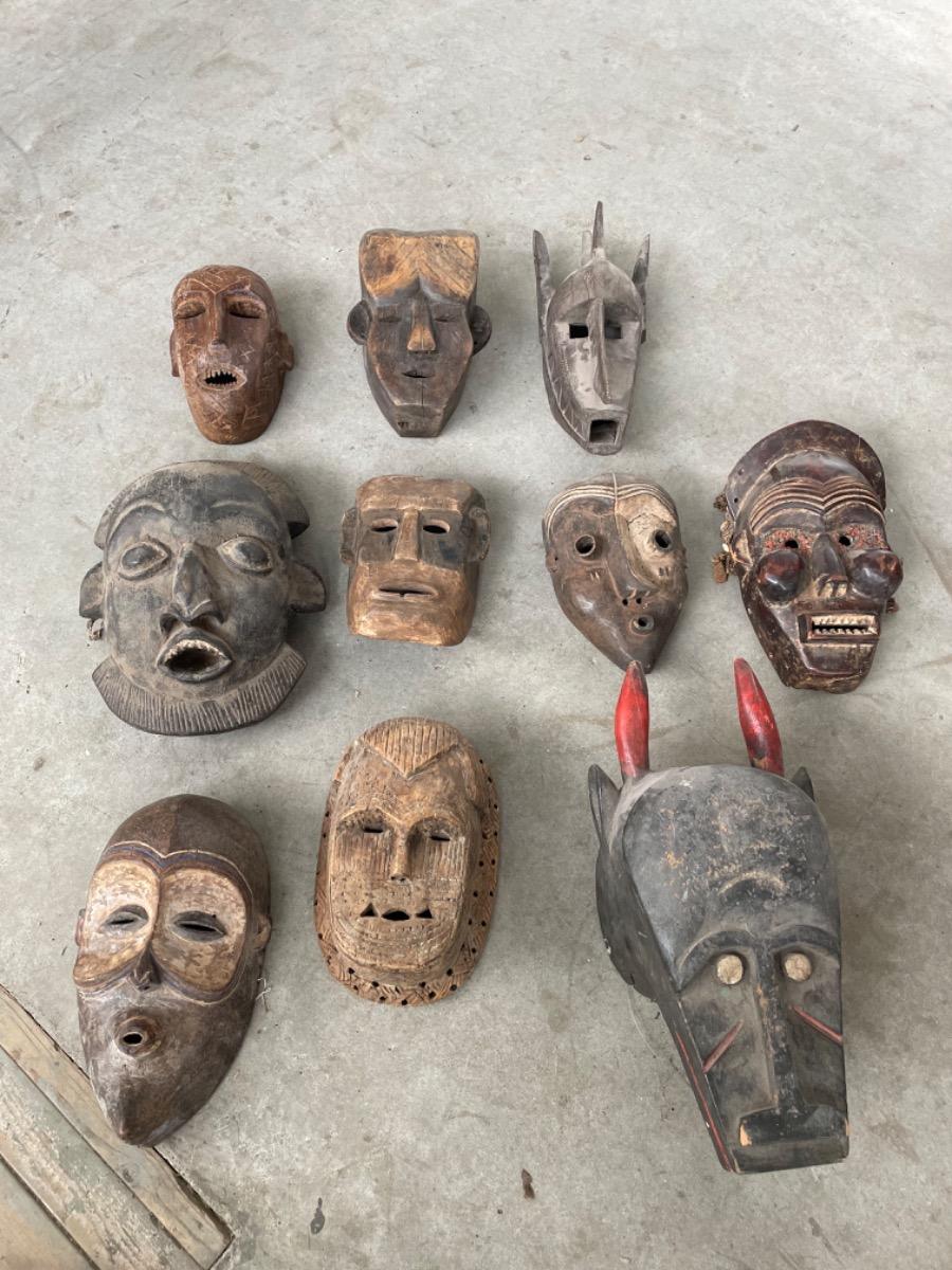 Antique African tribal art masks