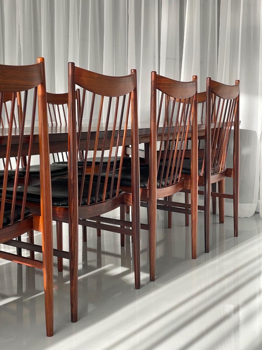Arne Vodder long rosewood dining set 10 chairs by Sibast Møbler, Denmark 1960