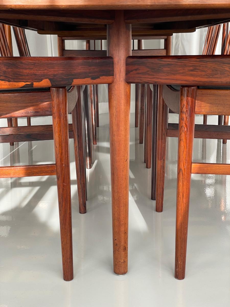 Arne Vodder long rosewood dining set 10 chairs by Sibast Møbler, Denmark 1960