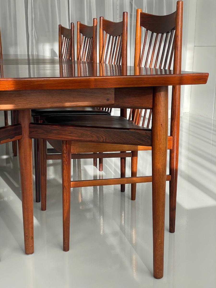 Arne Vodder long rosewood dining set 10 chairs by Sibast Møbler, Denmark 1960