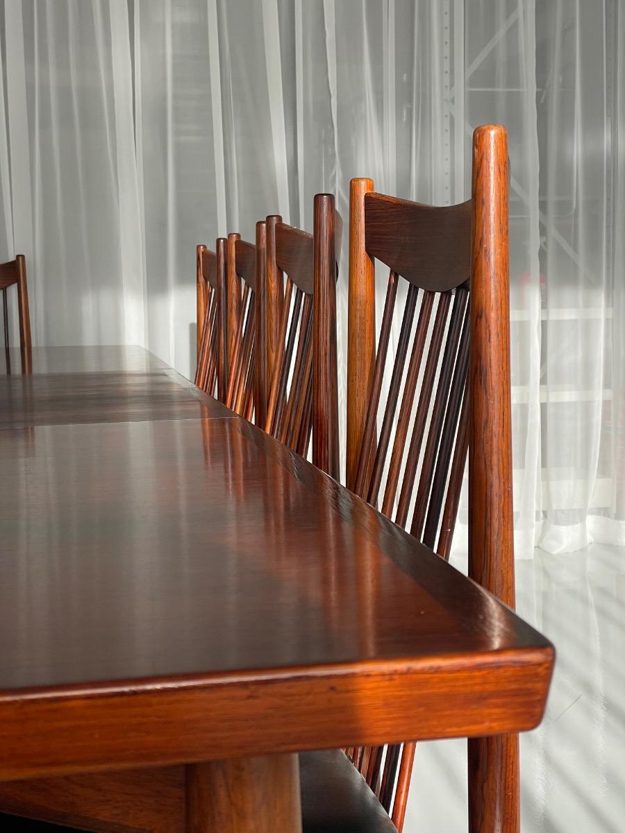 Arne Vodder long rosewood dining set 10 chairs by Sibast Møbler, Denmark 1960