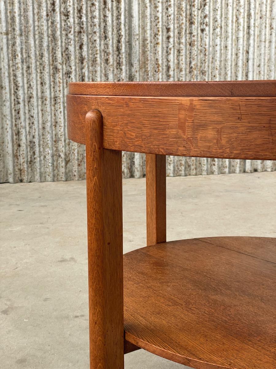 Art Deco oak sidetable round 