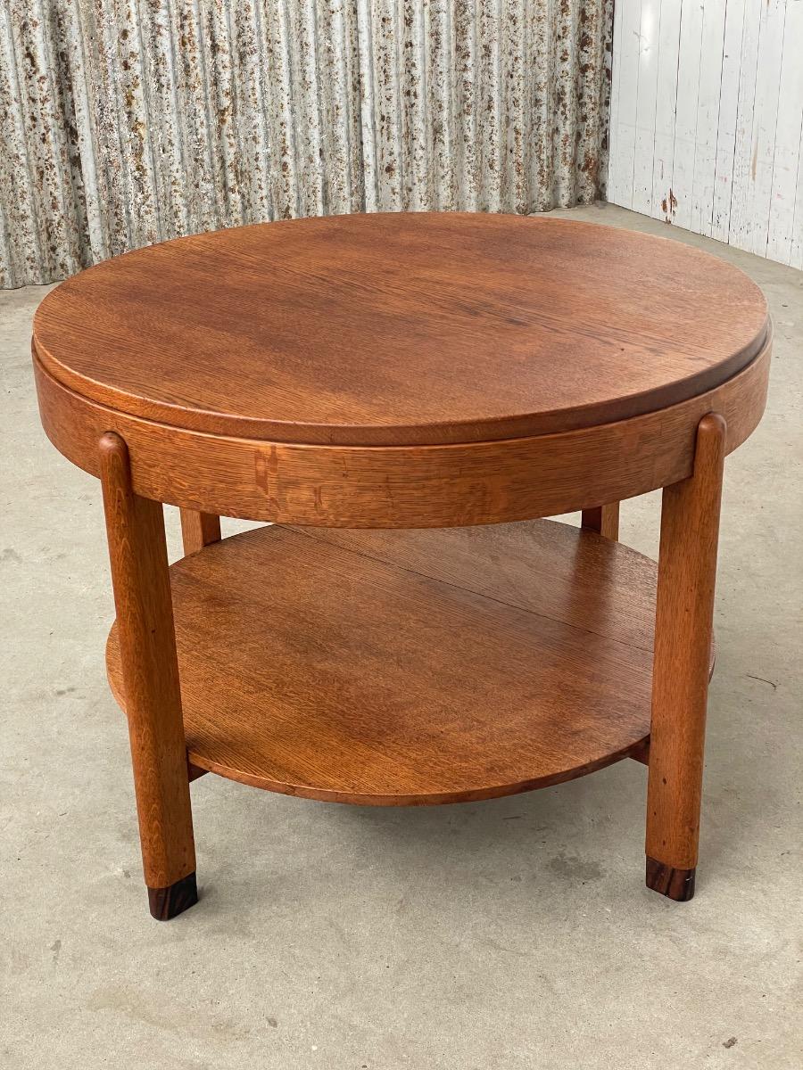 Art Deco oak sidetable round 
