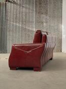 Art deco two-Seat sofa in thick brown leather design 