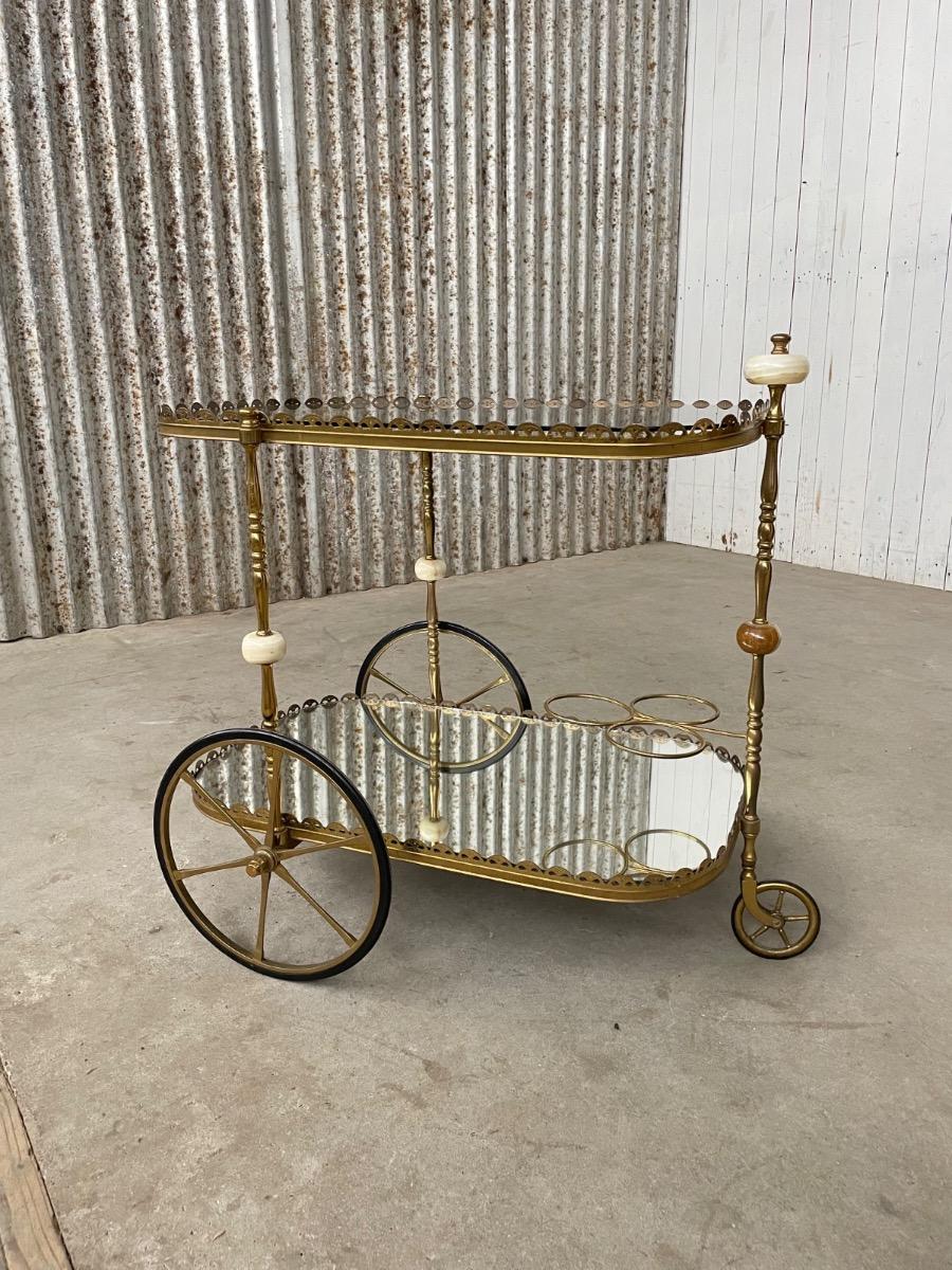 Bar cart 1940s brass and marble design 