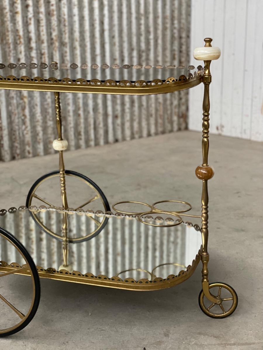 Bar cart 1940s brass and marble design 