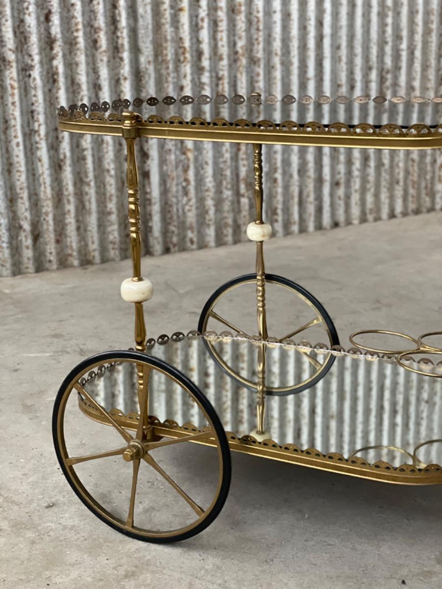 Bar cart 1940s brass and marble design 