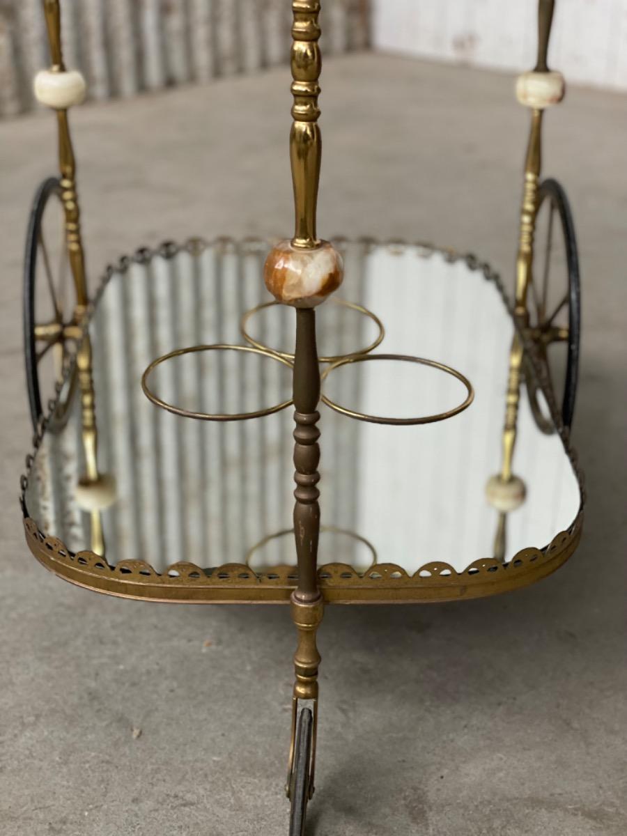 Bar cart 1940s brass and marble design 