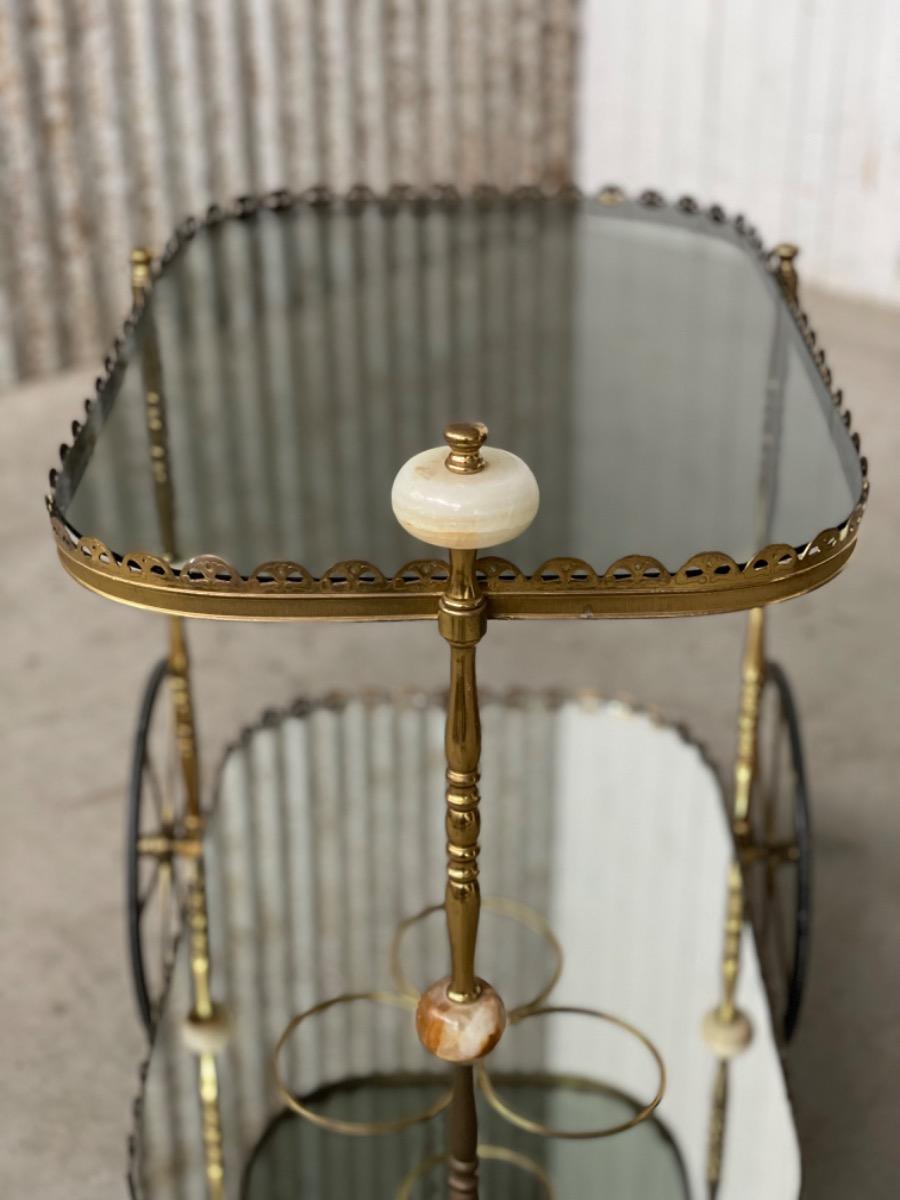 Bar cart 1940s brass and marble design 