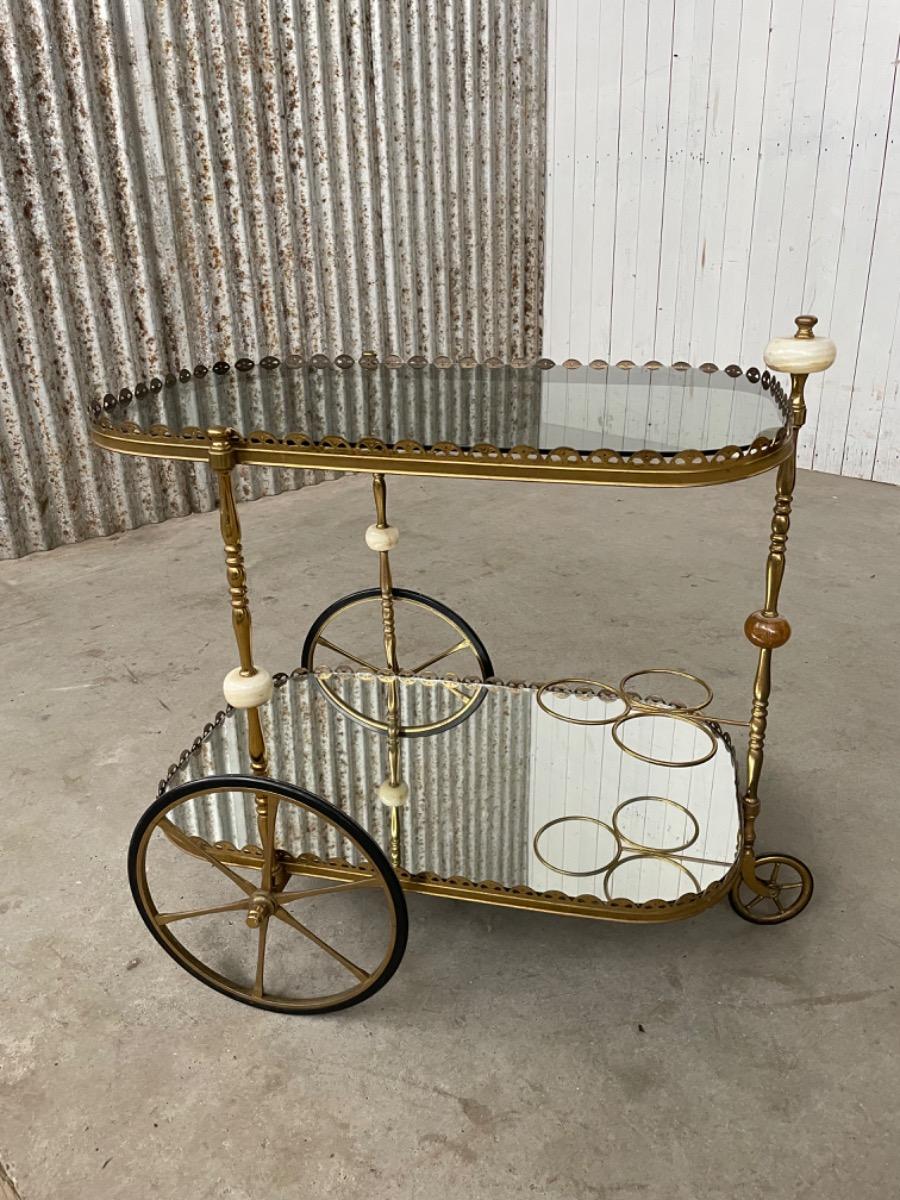 Bar cart 1940s brass and marble design 