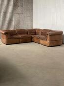 BROWN COGNAC LEATHER MODULAR SOFA BY ROLF BENZ, 1970S