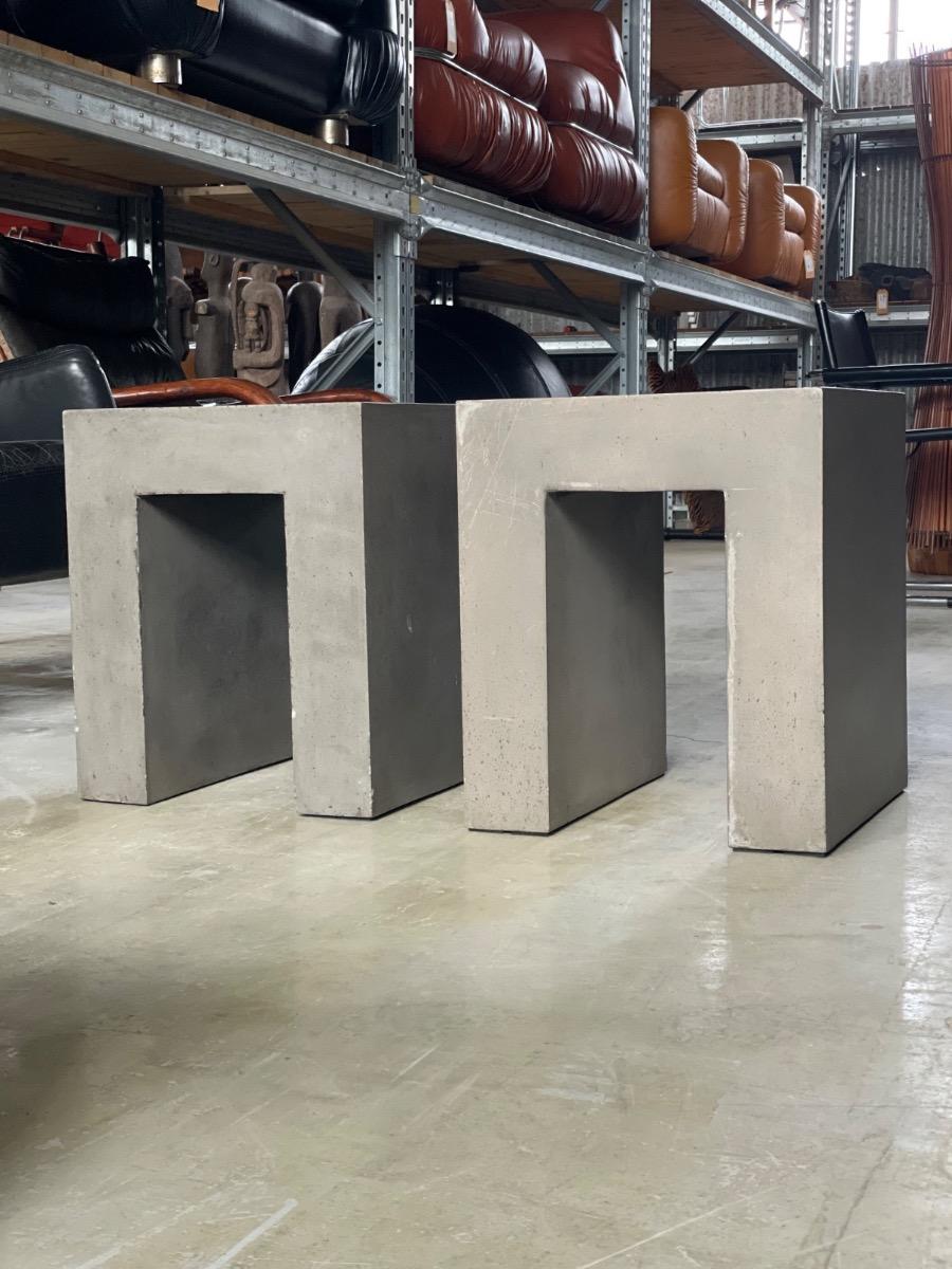 Brutalist massive tables ‘Beton brut’ minimalist design u-shape 1990s