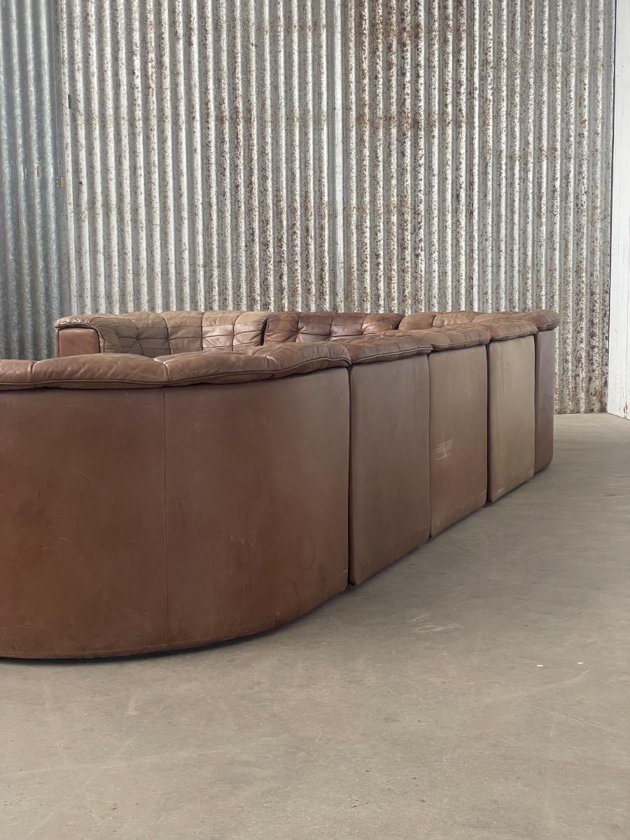 De Sede DS11 brown leather patchwork sofa 1970s (7pcs) 