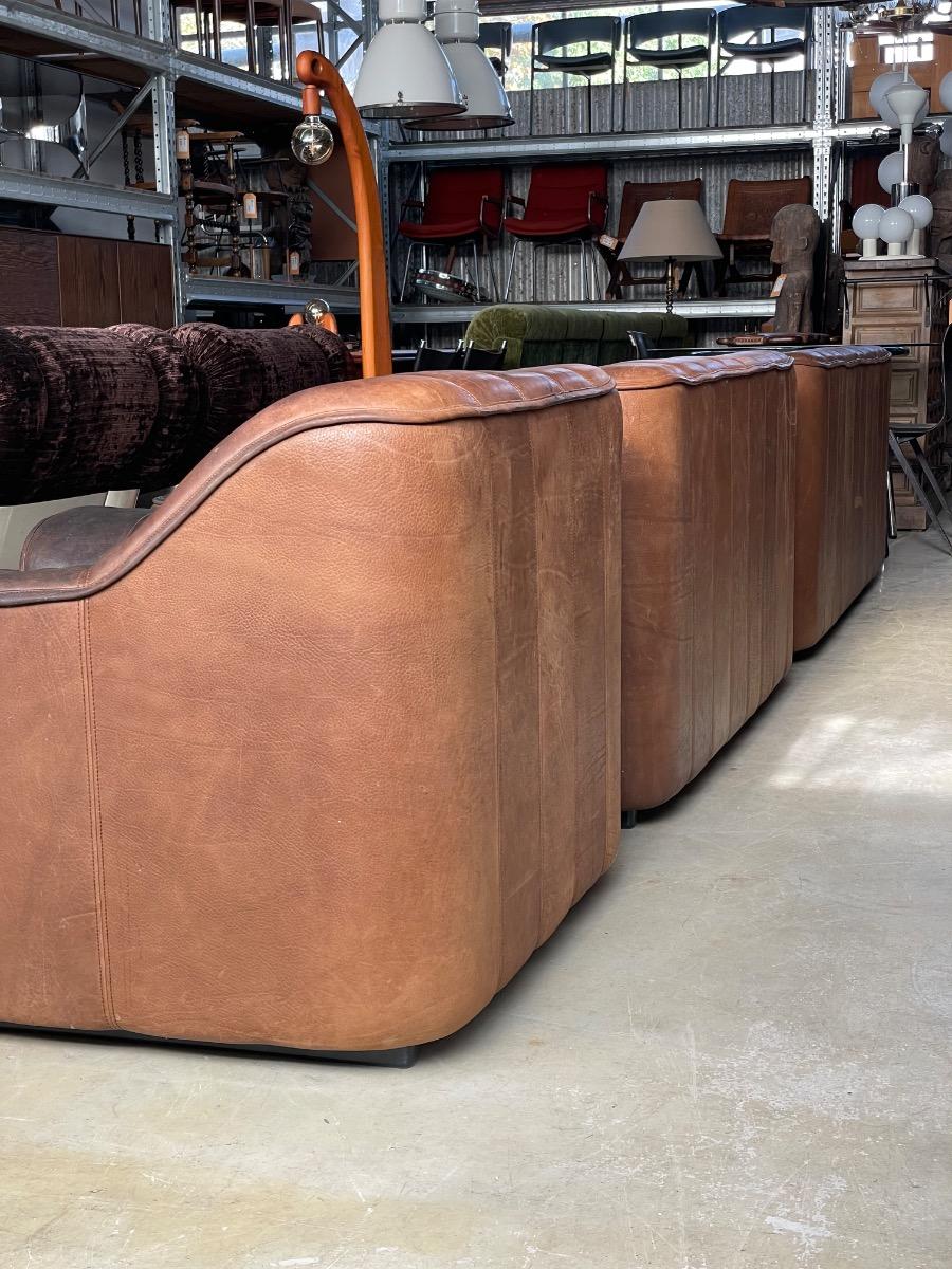 De Sede DS44 3-2-1 Seating group in brown neck leather 1970s