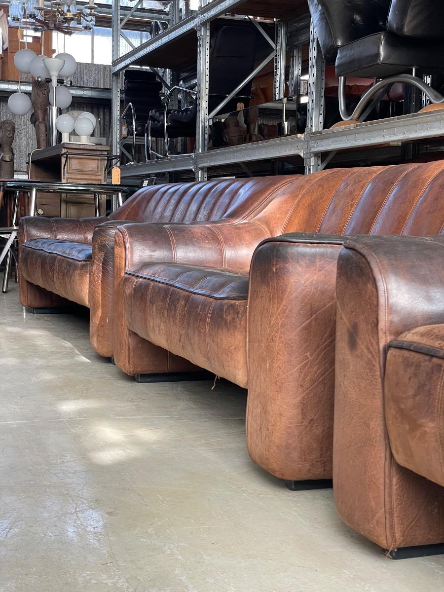 De Sede DS44 3-2-1 Seating group in brown neck leather 1970s