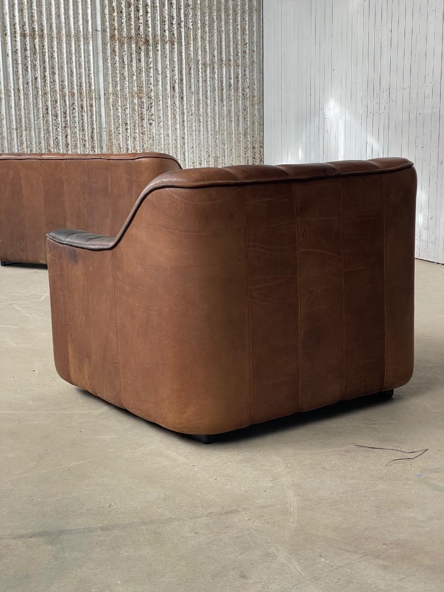 De Sede DS44 3-2-1 Seating group in brown neck leather 1970s