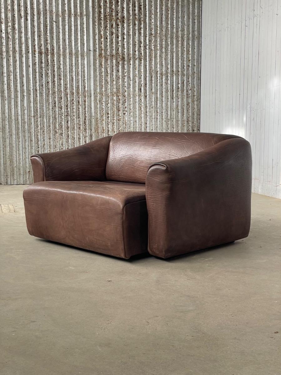 De Sede DS47 2 Seat sofa dark brown leather 1970, Switzerland