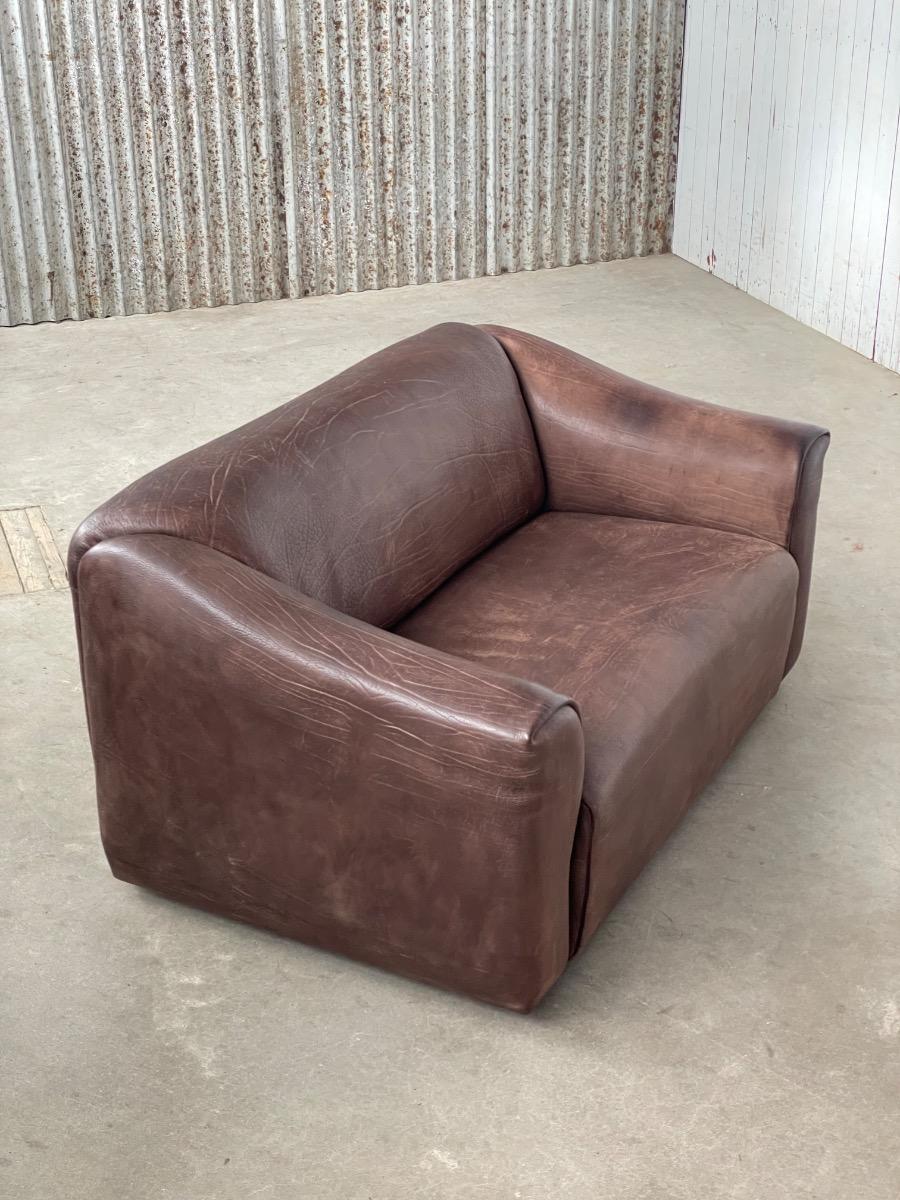 De Sede DS47 2 Seat sofa dark brown leather 1970, Switzerland