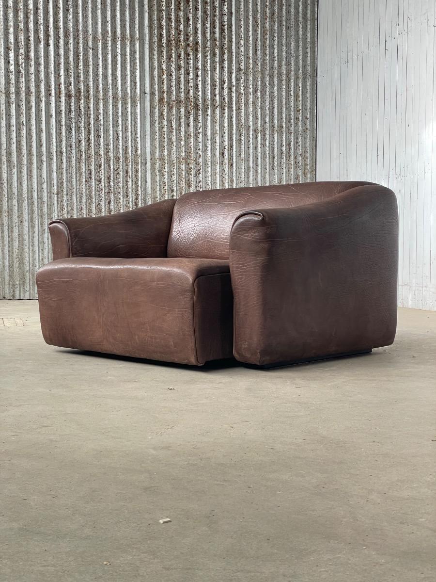 De Sede DS47 2 Seat sofa dark brown leather 1970, Switzerland