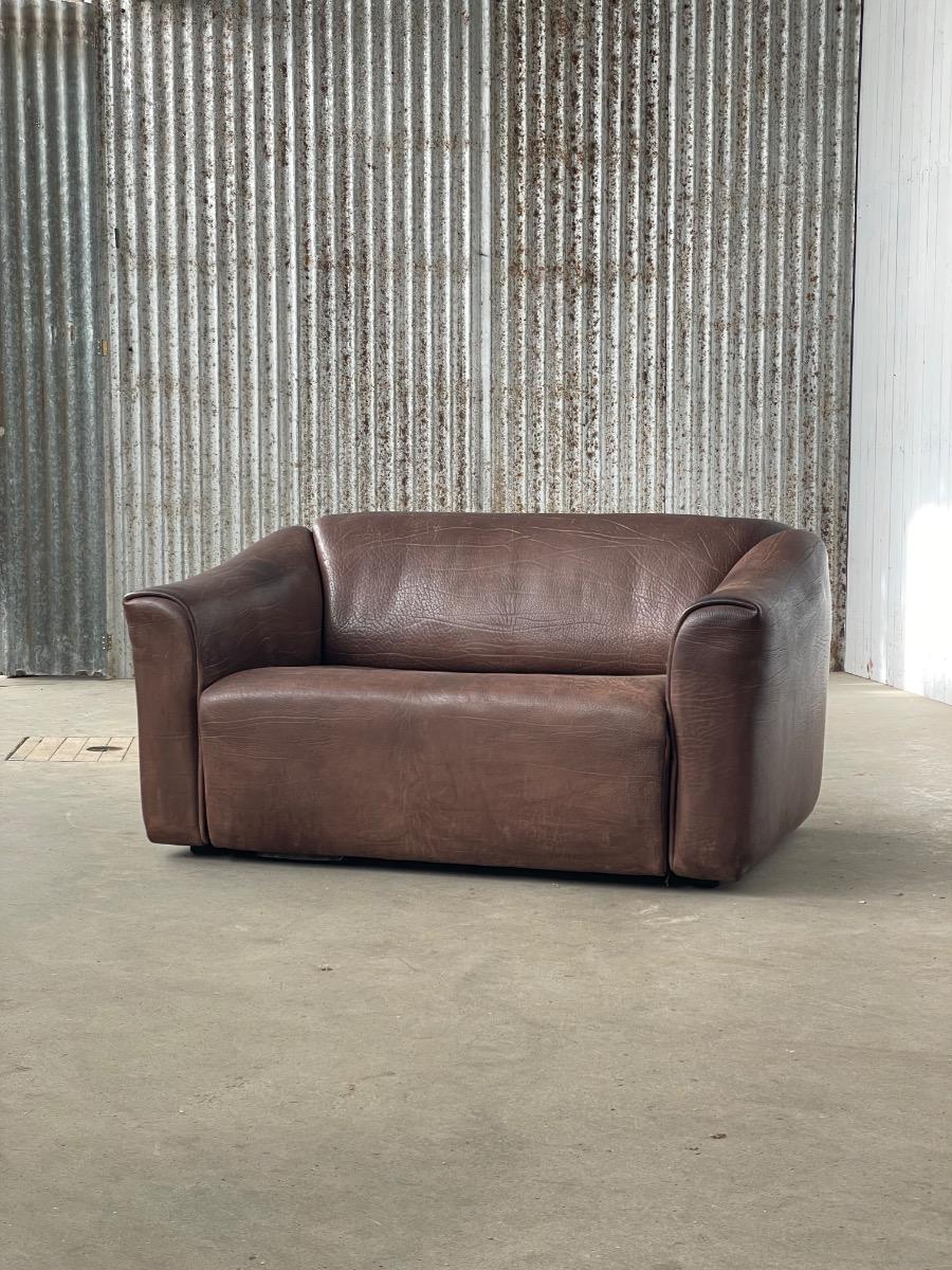 De Sede DS47 2 Seat sofa dark brown leather 1970, Switzerland