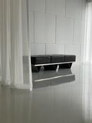 Design RVS and black leather sofa France 1970s 