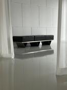 Design RVS and black leather sofa France 1970s